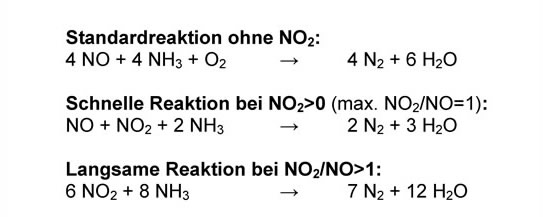 Basisreaktionen im SCR-Katalysator